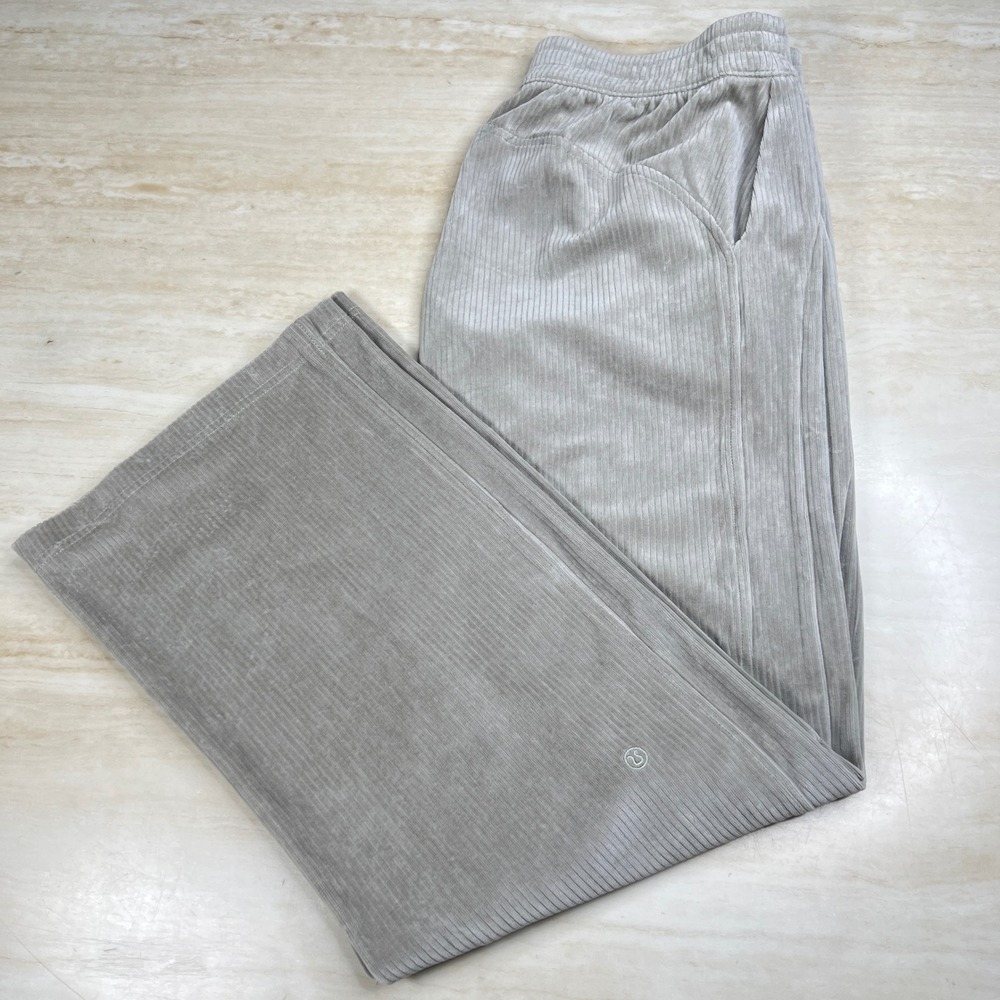 Lululemon Corduroy Wide Leg Pants Grey Beige High Rise Ribbed Trousers Size 4 - Picture 6 of 14